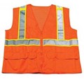 1277-O Orange Class 2 Reflective Fabric/Mesh Survey Vest